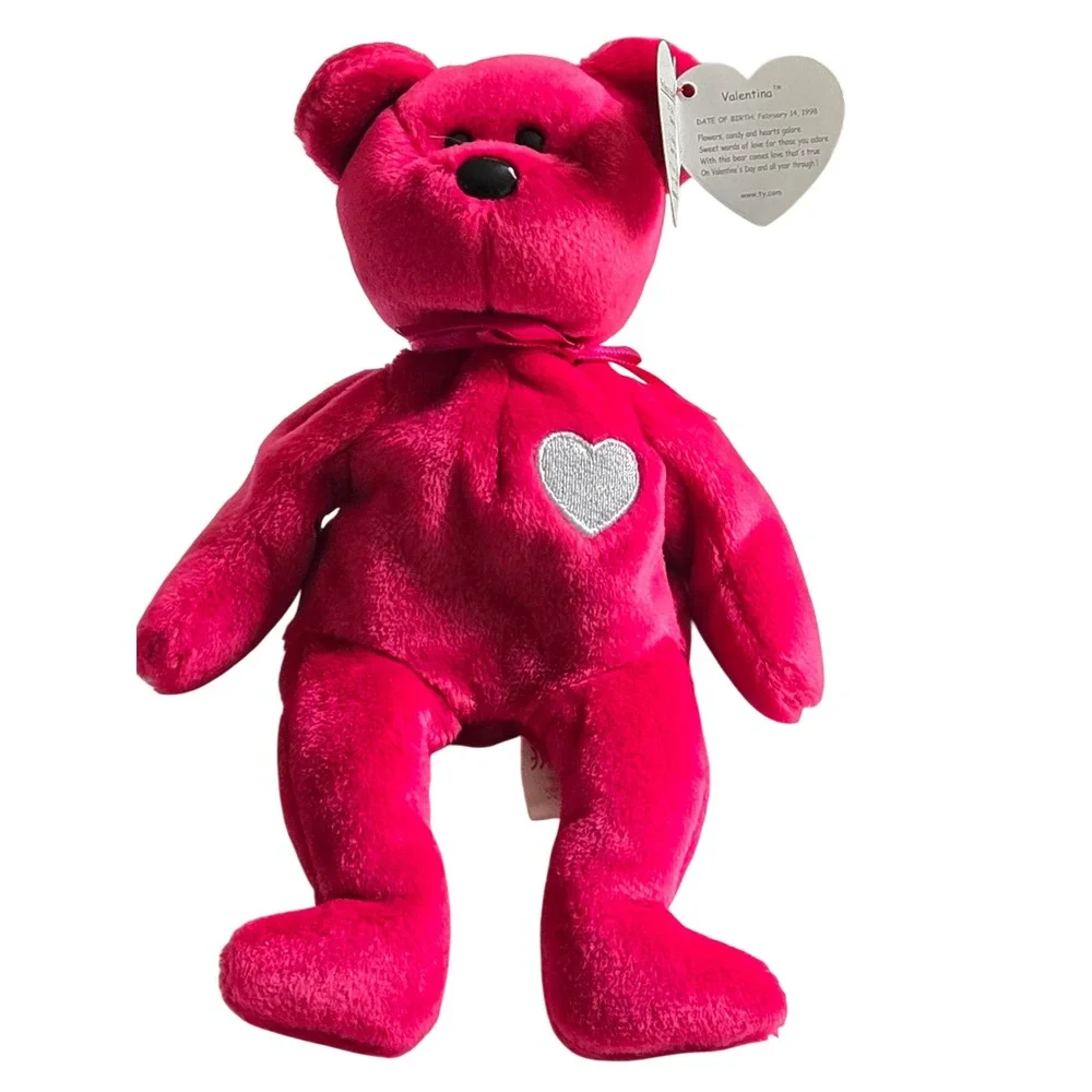 TY Beanie Babies Valentina Bear‎ 1999 White Heart Plush Valentine 1998 Hang Tag
